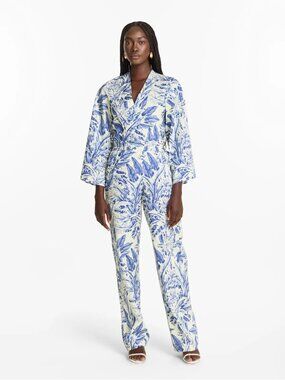 Diarrablu Printed Cotton Poplin Leer Pants Toile Blu Womens Size XS
